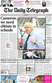 The Daily Telegraph (UK) Newspaper Front Page for 9 September 2011