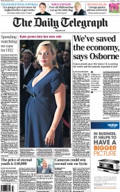 The Daily Telegraph (UK) Newspaper Front Page for 9 September 2013