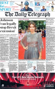 The Daily Telegraph (UK) Newspaper Front Page for 9 September 2019