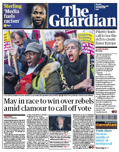 The Guardian Newspaper Front Page (UK) for 10 December 2018