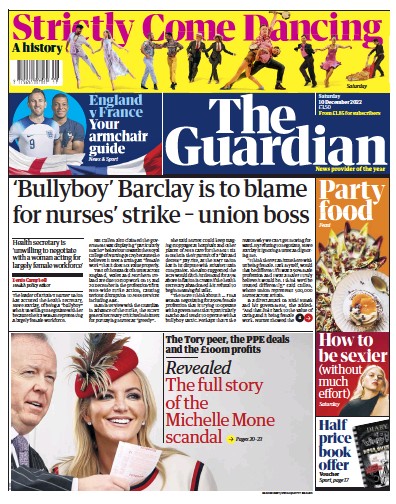 The Guardian Newspaper Front Page (UK) for 10 December 2022