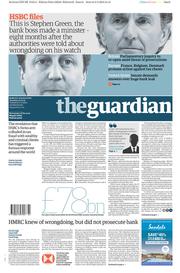 The Guardian (UK) Newspaper Front Page for 10 February 2015