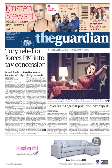 The Guardian Newspaper Front Page (UK) for 10 March 2017