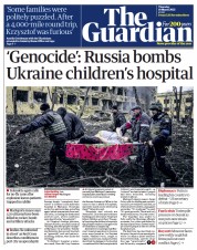 The Guardian (UK) Newspaper Front Page for 10 March 2022