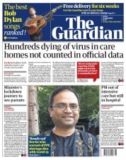 The Guardian (UK) Newspaper Front Page for 10 April 2020