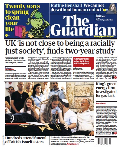 The Guardian Newspaper Front Page (UK) for 10 April 2023