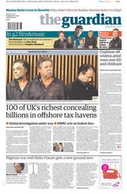 The Guardian Newspaper Front Page (UK) for 10 May 2013