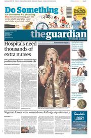 The Guardian Newspaper Front Page (UK) for 10 May 2014