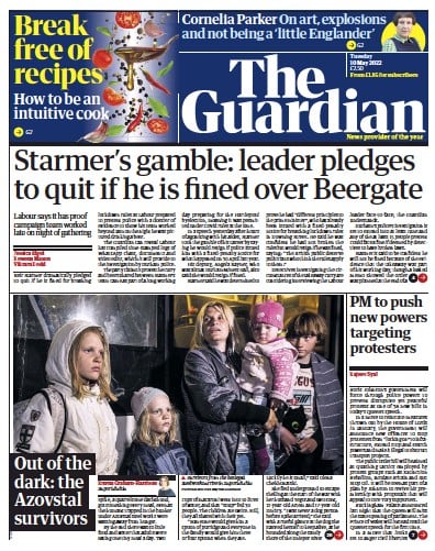 The Guardian Newspaper Front Page (UK) for 10 May 2022