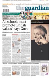 The Guardian (UK) Newspaper Front Page for 10 June 2014