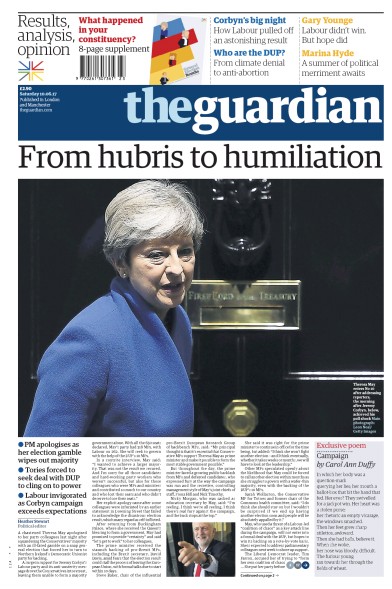 The Guardian Newspaper Front Page (UK) for 10 June 2017