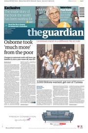 The Guardian (UK) Newspaper Front Page for 10 July 2015