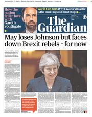 The Guardian (UK) Newspaper Front Page for 10 July 2018