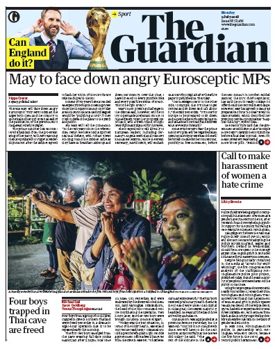 The Guardian Newspaper Front Page (UK) for 10 July 2018