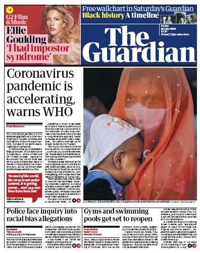 The Guardian Newspaper Front Page (UK) for 10 July 2020