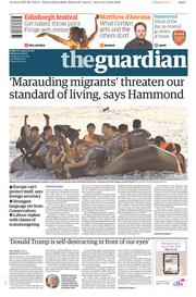 The Guardian (UK) Newspaper Front Page for 10 August 2015