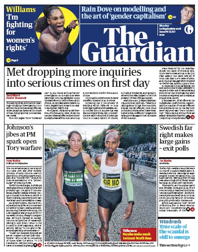 The Guardian Newspaper Front Page (UK) for 10 September 2018