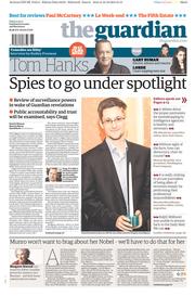 The Guardian Newspaper Front Page (UK) for 11 October 2013
