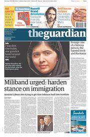 The Guardian Newspaper Front Page (UK) for 11 October 2014