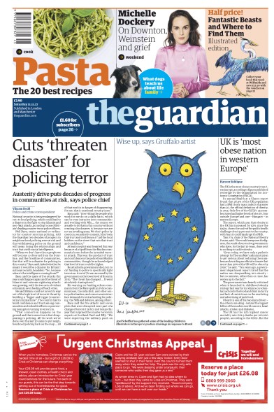 The Guardian Newspaper Front Page (UK) for 11 November 2017