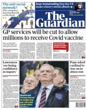 The Guardian (UK) Newspaper Front Page for 11 November 2020