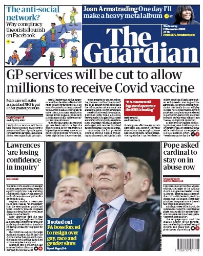 The Guardian Newspaper Front Page (UK) for 11 November 2020