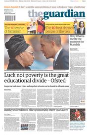 The Guardian Newspaper Front Page (UK) for 11 December 2013