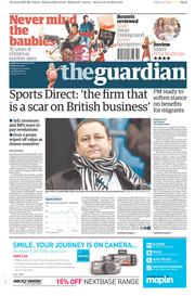 The Guardian (UK) Newspaper Front Page for 11 December 2015