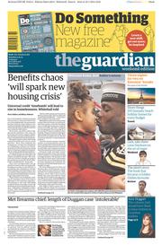 The Guardian Newspaper Front Page (UK) for 11 January 2014