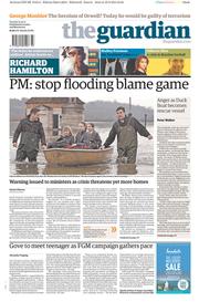 The Guardian Newspaper Front Page (UK) for 11 February 2014