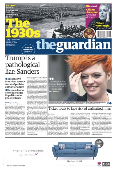 The Guardian Newspaper Front Page (UK) for 11 March 2017