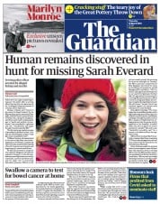 The Guardian (UK) Newspaper Front Page for 11 March 2021