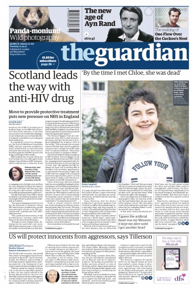 The Guardian Newspaper Front Page (UK) for 11 April 2017