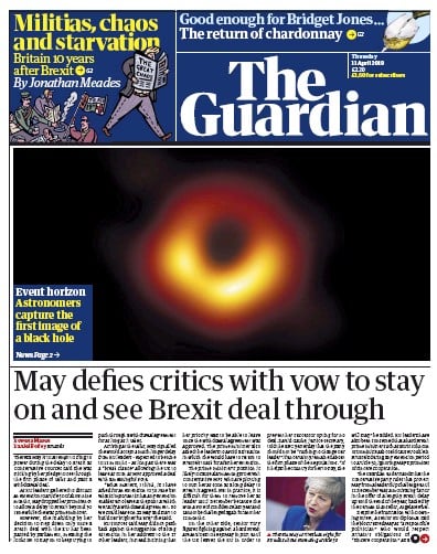 The Guardian Newspaper Front Page (UK) for 11 April 2019