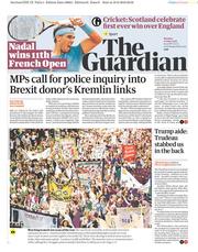 The Guardian (UK) Newspaper Front Page for 11 June 2018