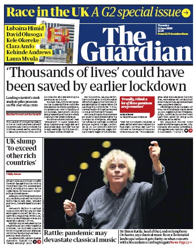 The Guardian Newspaper Front Page (UK) for 11 June 2020