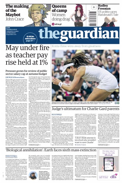 The Guardian Newspaper Front Page (UK) for 11 July 2017
