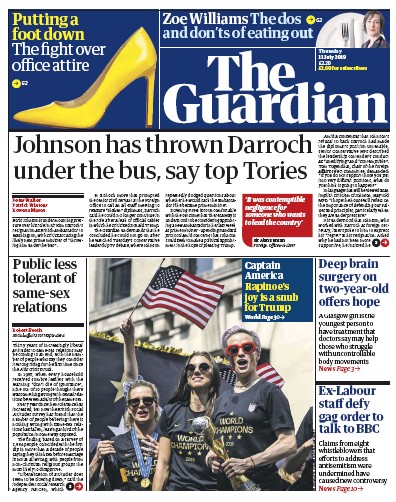 The Guardian Newspaper Front Page (UK) for 11 July 2019