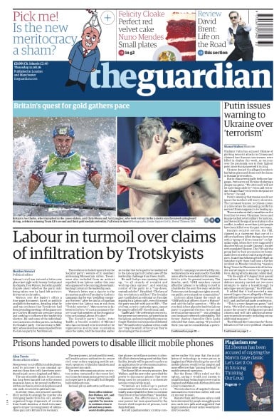 The Guardian Newspaper Front Page (UK) for 11 August 2016