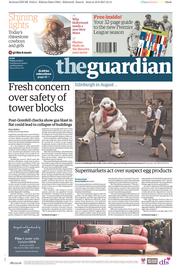 The Guardian (UK) Newspaper Front Page for 11 August 2017