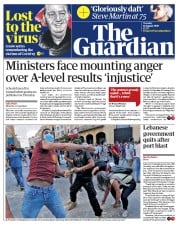 The Guardian (UK) Newspaper Front Page for 11 August 2020