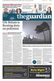 The Guardian (UK) Newspaper Front Page for 11 September 2017
