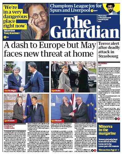 The Guardian Newspaper Front Page (UK) for 12 December 2018