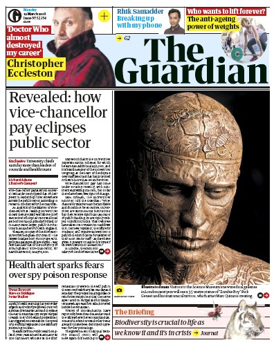 The Guardian Newspaper Front Page (UK) for 12 March 2018