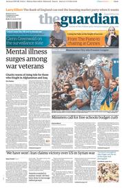 The Guardian Newspaper Front Page (UK) for 12 May 2014