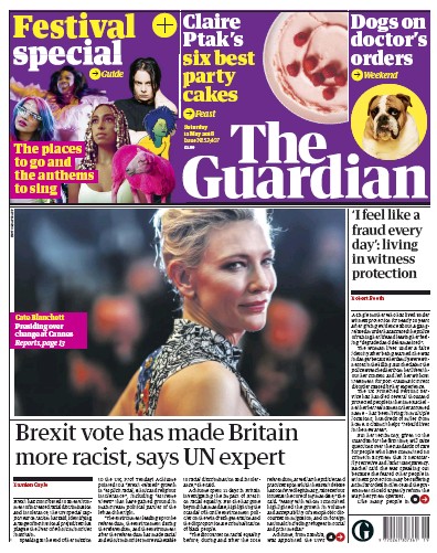 The Guardian Newspaper Front Page (UK) for 12 May 2018