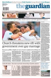 The Guardian Newspaper Front Page (UK) for 12 June 2012