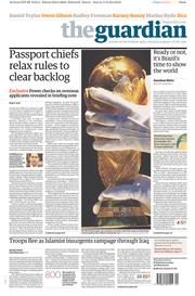 The Guardian (UK) Newspaper Front Page for 12 June 2014