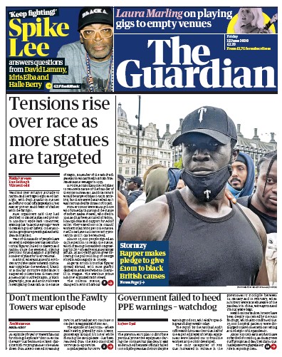 The Guardian Newspaper Front Page (UK) for 12 June 2020