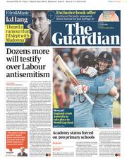 The Guardian (UK) Newspaper Front Page for 12 July 2019